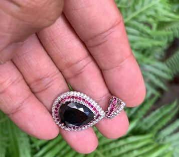 Black Diamond Pendant With Rubies and Diamonds 1