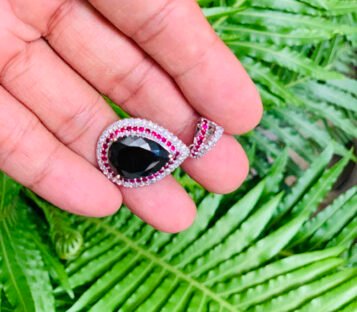 Black Diamond Pendant With Rubies and Diamonds 2