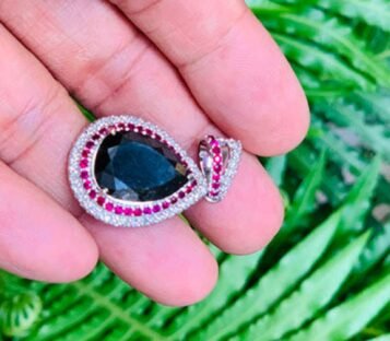 Black Diamond Pendant With Rubies and Diamonds 4