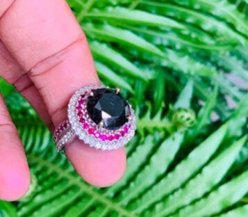 Black Diamond Ring With Rubies & Diamonds