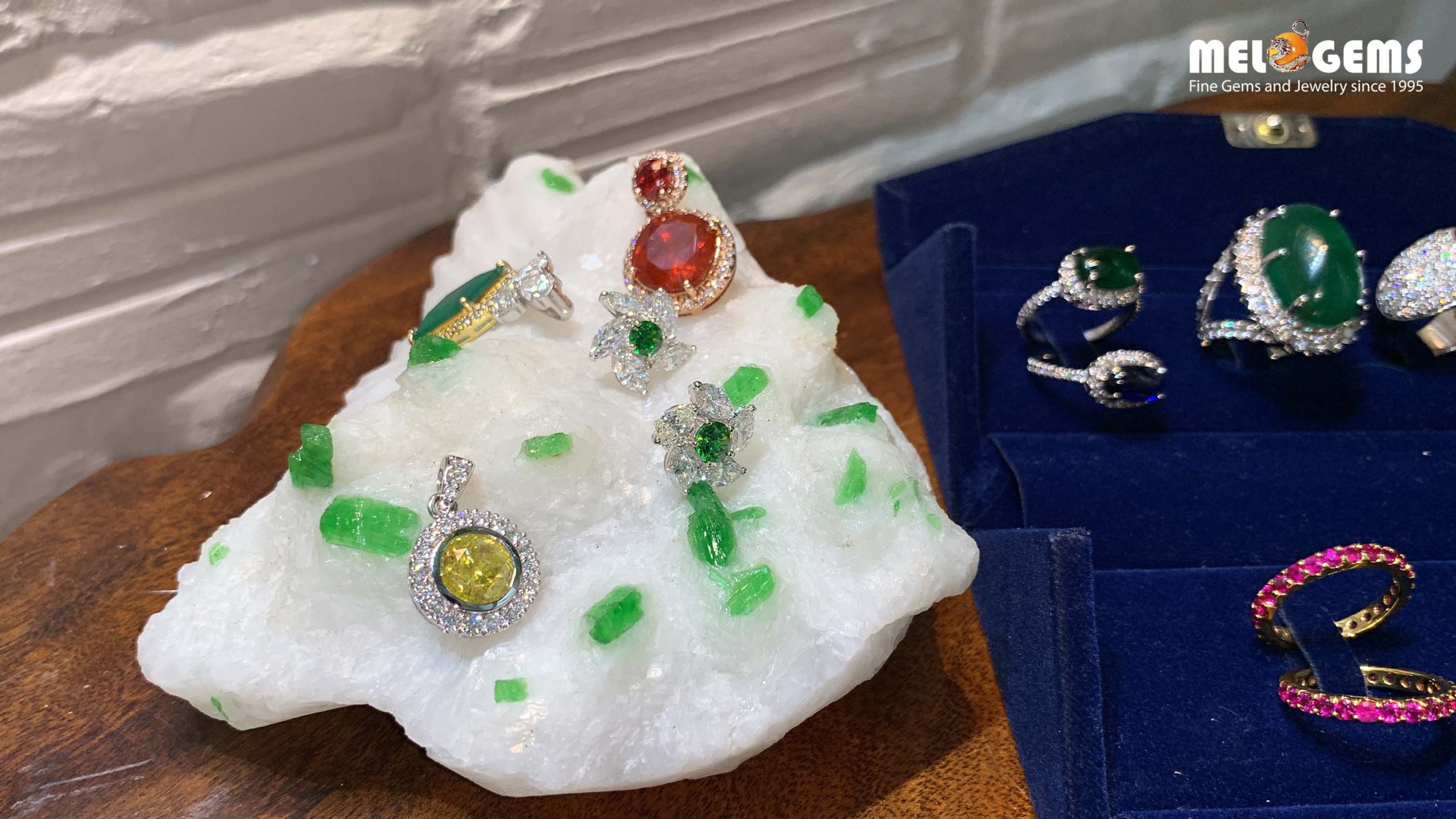 Faceted Demantoid Earings With Diamonds 6 Faceted Demantoid Earings With Diamonds 1