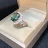 Green Faceted Sapphire Ring With Diamonds 1 Green Faceted Sapphire Ring With Diamonds 4