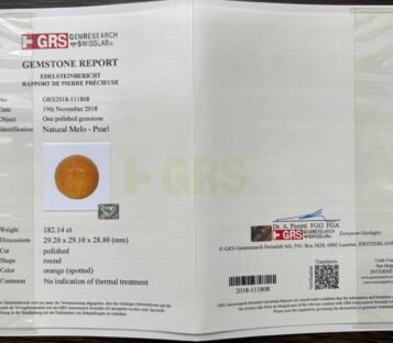 Spectacular 182.14 Carat Round Deep Orange Natural Melo Melo Pearl 3 ML21 Certificate 1