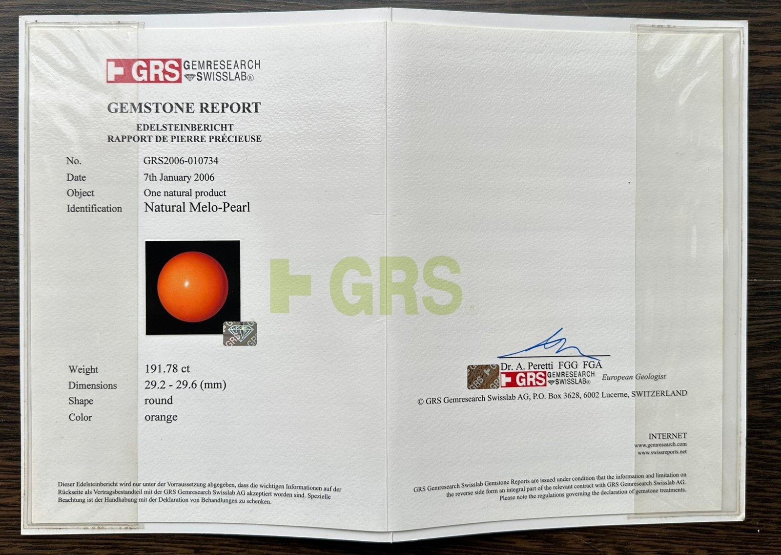 191,78 Carat Natural Melo Melo Pearl 10 ML24 1