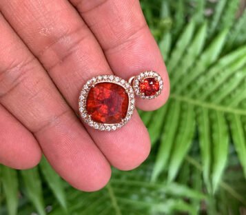 Mandarine Garnet Pendant With Diamonds 2