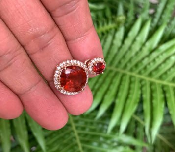 Mandarine Garnet Pendant With Diamonds 5