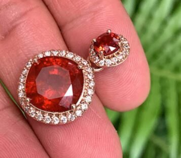 Mandarine Garnet Pendant With Diamonds 6