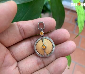 Natural Melo Melo Pearl Pendant With Sapphire And Diamond 4