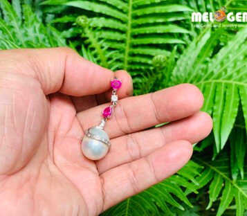 Natural Peal Pendant With Rubies And Diamonds 4