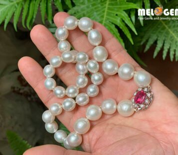 Set Of Luxury Faceted Ruby With Pearl And Diamond Jewelry 2