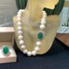 Set Of Luxury Pearl With Emerald Jewelry 6