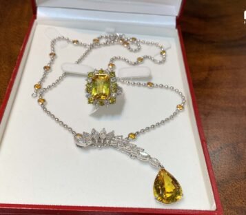 Set Of Luxury Yellow Sapphires With Diamond Jewelry 1