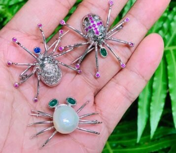 Spider Pin With Sapphires And Rubies 1