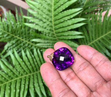 Gold Pendant With Natural Faceted Amethyst, Amethyst Pendant, Deep Purple Amethyst Pendant