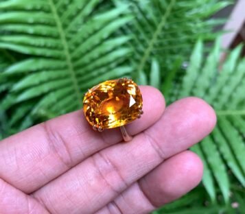 Gold Ring With Natural Faceted Citrine, Citrine Ring, Deep Orange Citrine Ring
