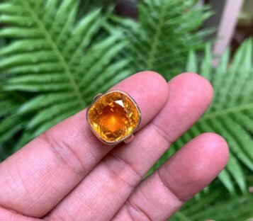 Gold Ring With Natural Faceted Citrine, Citrine Ring, Deep Orange Citrine Ring
