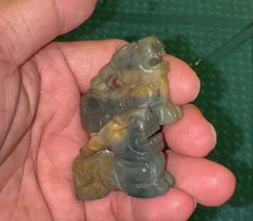 Couple Feng Shui Wealthy Good Luck Attract Pixiu Jade TCT52 3