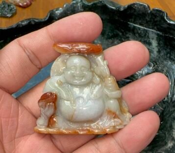 Feng Shui Smilling Happy Good Luck Statue Jade TPT45 1