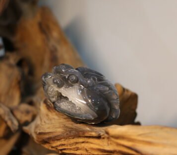 Natural Agate Feng Shui Good Luck Wealthy Frog With Crystal Cave  CPT0007