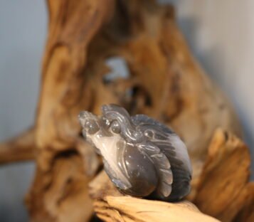 Natural Agate Feng Shui Good Luck Wealthy Frog With Crystal Cave  CPT0009