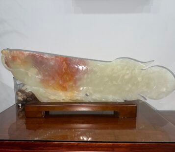 Natural Jade Feng Shui Good Luck Wealthy Dragon Fish CR0003