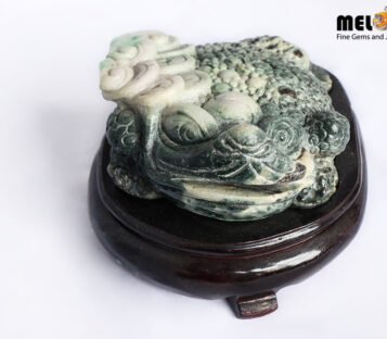 Natural Jade Feng Shui Good Luck Wealthy Frog With Coin TPT13