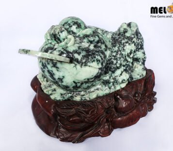 Natural Jade Feng Shui Good Luck Wealthy Frog With Coin TPT17