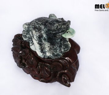 Natural Jade Feng Shui Good Luck Wealthy Frog With Coin TPT18