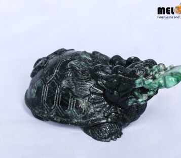 Natural Jade Feng Shui Power Good Luck Dragon Turtle TPT22