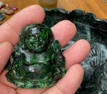 Natural Jade Feng Shui Smilling Happy Good Luck Statue CTDL02