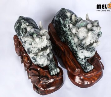 Natural Jade Feng Shui Wealthy Good Luck Attract Pixiu TPT23