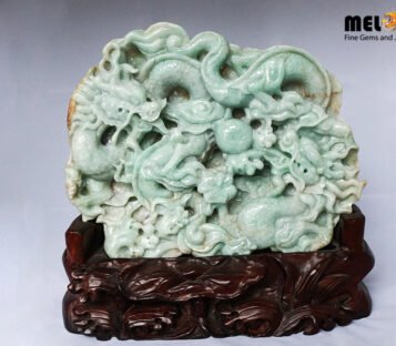 Natural Jade Fengshui Twin Dragon Statue TPT09