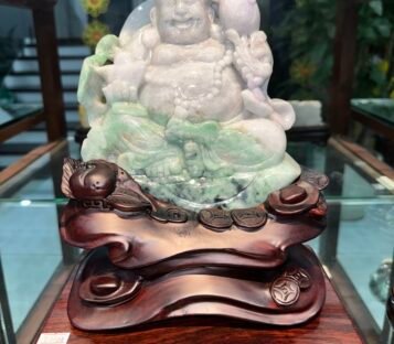 Natural Jade God of Wealth Statue TCT0048