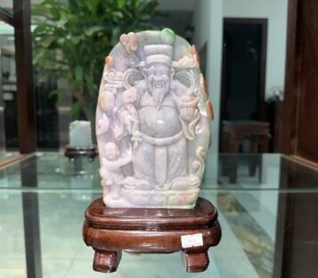 Natural Jade God of Wealth Statue TCT0049