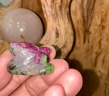 Natural Jade & Ruby Feng Shui Good Luck Wealthy Frog With Coin TPT35