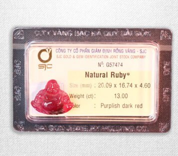 Natural Purplish Dark Red Ruby Feng Shui Smilling Happy Good Luck Statue G57474