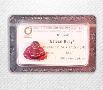 Natural Very Dark Red Ruby Feng Shui Smilling Happy Good Luck Statue G57481